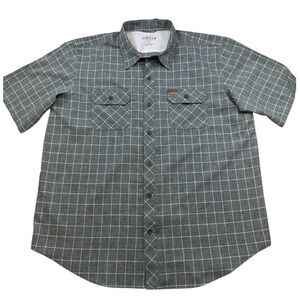 Orvis Shirt Mens Gray Plaid Short Sleeve Button Up‎ Fishing Outdoor